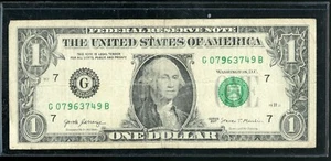 2017 (G) $ 1 Ein-Dollar-Schein Federal Reserve Note Chicago schwere Tinte Fehler - Bild 1 von 2