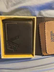NEW Black wallet, Vintage Mens NEW Rare Limited GIANNI VERSACE - Picture 1 of 5