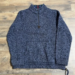 Vintage LL Bean 100% Lambs Wool Blue Men’s Sweater Size Large - Picture 1 of 8