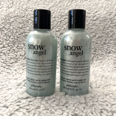 Lote sellado de 2 champú Philosophy Snow Angel, gel de ducha y baño de burbujas de 6 oz NUEVO Foto 1 de 4