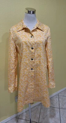 Michael Kors Women Paisley Yellow Trench Coat Size Medium  - Image 1 of 4