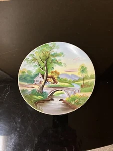 Signed Hand Painted Natural Scene Japan 8.25" D Decor Plate - Picture 1 of 1