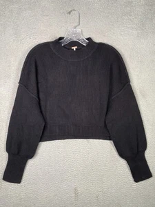 Free People Easy Street Crop Pullover Pulli Damen XS schwarz lässig Baumwolle Strick - Bild 1 von 11