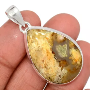 Ciondolo in argento sterling 925 agata pennacchio cimitero naturale gioielli CP33850 - Foto 1 di 1