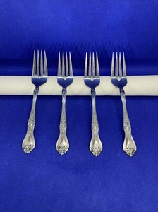 Rogers Co Precious Rose Stainless Salad Fork Flatware Silverware Lot Of 4 - Picture 1 of 6