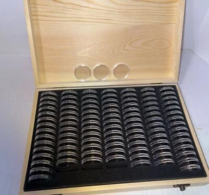 Münzaufbewahrungsbox Holz 100 Stück Antioxidativ Münzen Display Aufbewahrungsbox - Bild 1 von 8