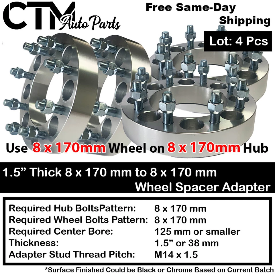 Adaptador espaciador de rueda 4x 1,5" 8x170 apto para 03-22 F250 99-22 F350 Super Duty SRW Foto 1 de 4