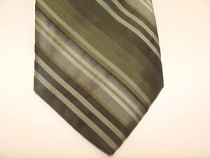 MERONA~ 100% Silk Men’s Tie~ VGC~Green~Black~Sage~Striped - Picture 1 of 4
