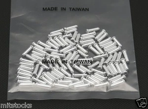 100 PCS ALUMINUM SILVER BICYCLE BIKE SHIFTER BRAKE CABLE TIPS CAPS END CRIMP NEW - Picture 1 of 2