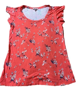 Juicy Couture Damen kleines Blumen U-Ausschnitt kurze Rüschenärmel Freizeit Top - Bild 1 von 7
