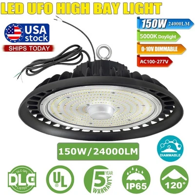 Luces LED High Bay Tienda 150W 24000LM Equiv. 800W MH/HPS, luz LED de bahía alta OVNI Foto 1 de 4
