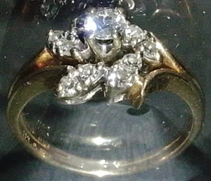 Vintage 1940's Joined Wedding/Engagement Ring w\ Diamonds 14k Gold 3.84g Sz 5.5 - Picture 1 of 9