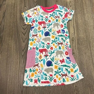 Little Maven Girls Short Sleeve T-Shirt Dress Jungle Print White Multicolor 7/8 - Picture 1 of 6