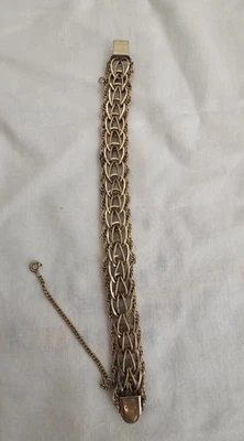 Cadena de pulsera llena de oro de 12kt Elco única de 7,5" con cadena de seguridad  Foto 1 de 4