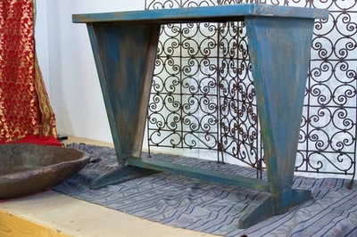 Tavolo vintage in legno  in ferro stile industriale kkg101 - Immagine 1 di 4