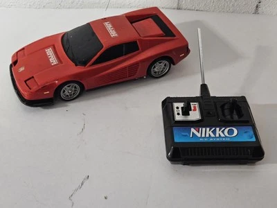 Nikko Ferrari Testarossa RC Sports Car Red Vintage Remote Controlled Toy Tested - Image 1 of 4