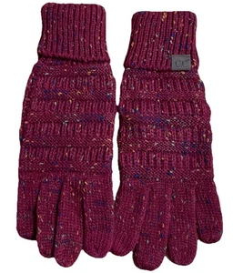 C.C Unisex Zopfmuster Winter warme Handschuhe Burgund Konfetti Handschuhe One Size - Bild 1 von 5