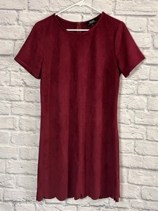 Lulu's weinrot weinrot Kurzarm Pullover Wildlederimitat Kleid Größe Medium - Bild 1 von 7