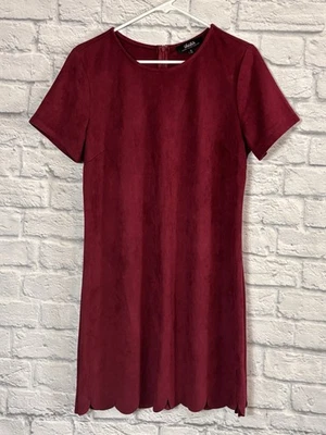 Vestido Lulu's Borgoña Vino Manga Corta Pullover Imitación Gamuza Talla Mediana Foto 1 de 4