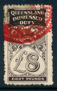 Australia - 1939 Queensland Revenue BF253 , £8 Impressed Duty stamp - Picture 1 of 4