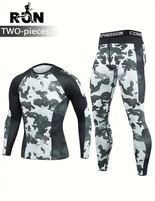 Men's 2pc Sportswear Set - Camouflage Compression Outfit - Large - Gay Interest - Image 1 of 4
