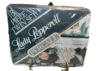 Sheet Set 3 Piece Twin Lady Pepperell Fitted Flat and Pillowcase No Iron USA New - Image 1 of 4