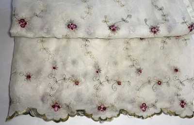 Занавеска для душа с вышивкой с цветочным рисунком органза прозрачная ткань 307 - Изображение 1 из 4