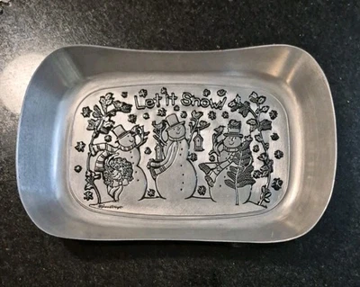 Wilton Armetale "Let It Snow" Bread Tray 10 1/2” X 7” Metal Serveware New  - Image 1 of 4