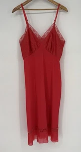 Vintage 50er Jahre Luxite Kleid NACHTHEMD Spitze Dessous rot Vollschlupf Damen 38 " - Bild 1 von 7
