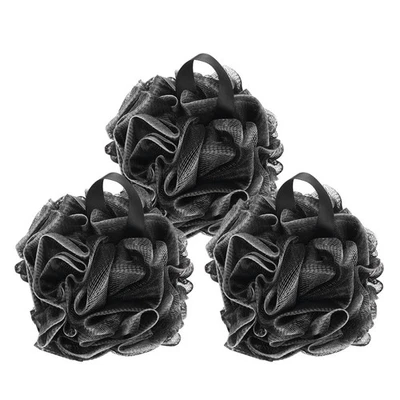 3 Pcs Black Soft Mesh Bath Sponge Shower Pouf Body Scrubber Bath Ball - Image 1 of 4