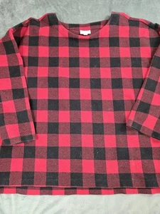 J Jill Pullover Damen 3X rot schwarz Buffalo kariert Pulli Rundhals weich dehnbar - Bild 1 von 9