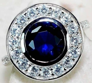  2 kt behandelter blauer Saphir 925 massiv Sterlingsilber Ring Schmuck Größe 8, U3-8 - Bild 1 von 2