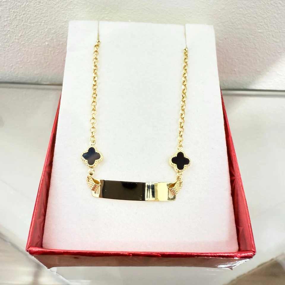 14K Yellow Gold Cuban ID Bracelet 6” For Baby/Kid With Free Engraving 2mm - Image 1 of 3