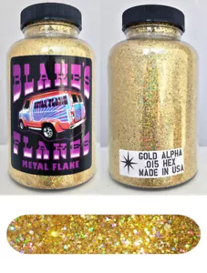 Blakes Metal Flake .015 Gold Alpha Prismatic Hot Rod custom automotive 5oz jar - Picture 1 of 1