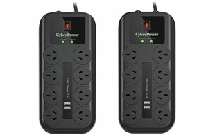 TWIN PACK CyberPower 8 Way Outlet Surge Protector Power Board USB 2 PACK - Picture 1 of 6