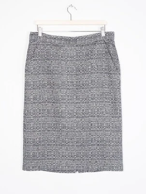 Saia Max Mara US12 UK16 xadrez lápis midi cinza preto branco - Imagem 1 de 4