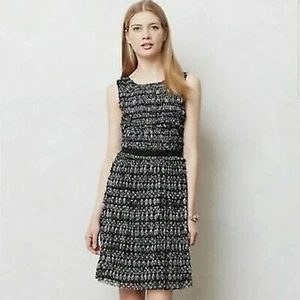 Anthropologie Kleid Damen klein schwarz Stempel Punkte Netz Retro Pinup künstlerisch Mini - Bild 1 von 8