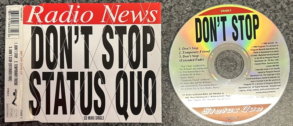 Status Quo Don't Stop 1996 3 Track CD Single Foto 1 de 1