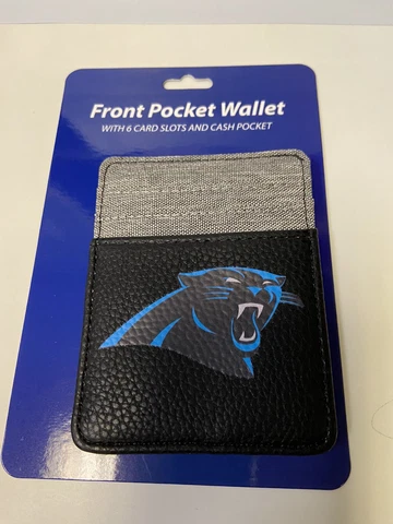 Carolina Panthers NFL Pebble Front Pocket Black Wallet Men's Cover