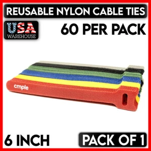 6" Colored Nylon Reusable Cable Ties Adjustable Cord Organizer Wire Hook Loop - Afbeelding 1 van 6