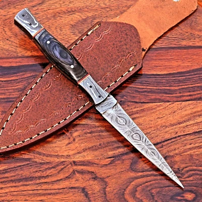Custom Made Hand Forged Damascus Steel Blade Throwing Boot Hunting Knife 2841 - Image 1 of 4