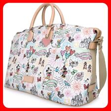 New Disney Parks Dooney & Bourke Sketch White Weekender Tote Duffle Bag Luggage