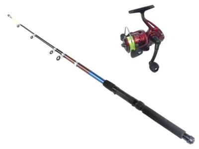 RUMPOL (T) Teleskop Angelset Rutenset Angelrute Spinnrute Reiserute + Angelrolle 100144