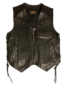 Harley Davidson motorcycle Lederweste Kutte Mit Fransen Large Made In USA - Bild 1 von 11