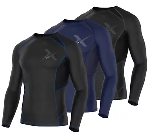 Mens Compression Armour Base Layer Top Long Sleeve Thermal Gym Sports Shirt FDX - Picture 1 of 32
