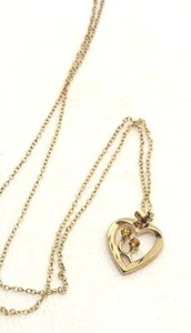 Collana Cuore Vintage San Valentino 80 Ambra Strass Ciondolo Cuore Gioielli 17 pollici - Foto 1 di 2