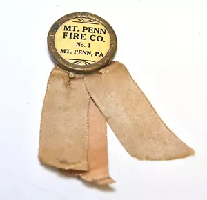 VINTAGE MT. PENN PA FIRE CO. n. 1 NASTRO BOTTONE PINBACK POMPIERE POMPIERE - Foto 1 di 4