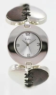 Relic Orologio Donna Acciaio Inox Argento Marrone di Legno Cuore Acqua Re Batt - Immagine 1 di 3