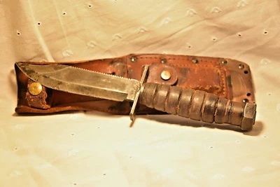 CUCHILLO DE SUPERVIVENCIA CAMILLUS EE. UU. 5-1984 PILOTO A REACCIÓN CON FUNDA SIN PIEDRA RARO Foto 1 de 4