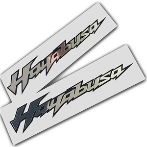 Hayabusa motorcycle decals custom graphics silver chrome on black x 2 - Picture 1 of 3